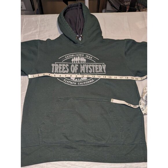 TREES OF MYSTERY Pullover Hoodie Sweatshirt Unisex Size Small Green Heavyweight - Picture 11 of 14